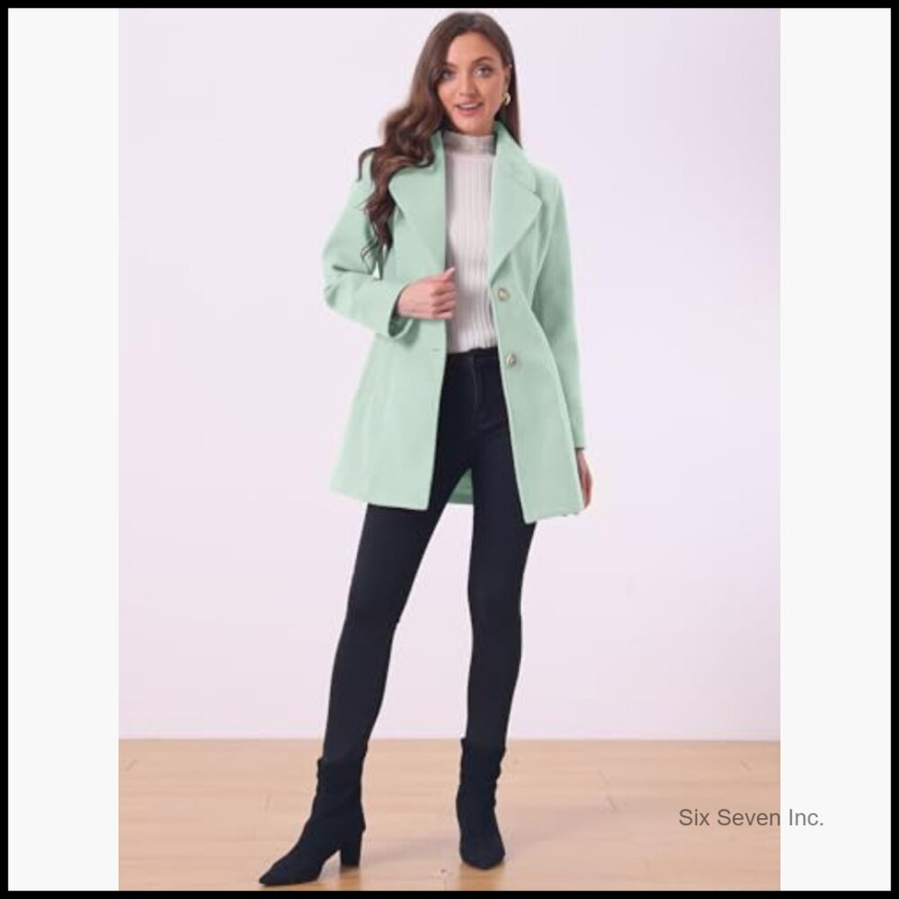 Polyester Overcoat Notched Collar Single Breasted… - image 2